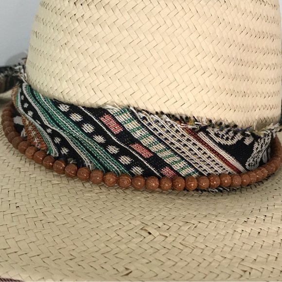 NWT Madewell x Wyeth Straw Kassia Pattern Beaded Wide Brim Straw Rancher Hat OS - Picture 6 of 10